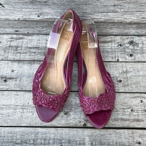 Frye Cameron Skimmer Woven Peep Toe Wedge Flat